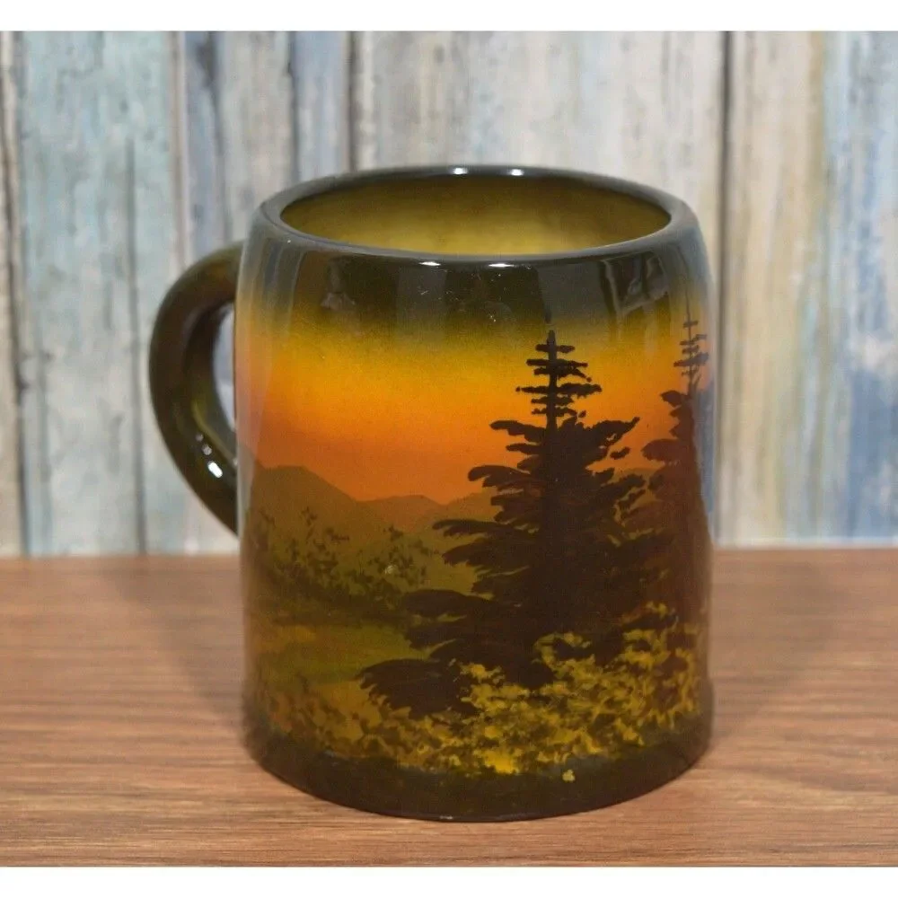 Hand Painted Black Forest Mug Schramberg Germany Pottery Alpine Chalet Drip SMF
